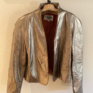 80s Vintage Matte Gold Leather Jacket Size:9/10